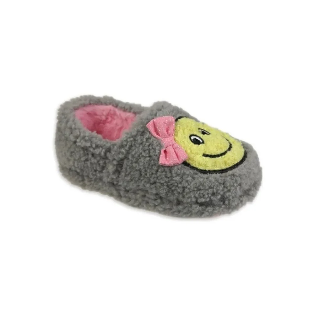 Toddler Girls Smiley Faux Fur Comfy Cozy Slippers Shoes Size 11/12